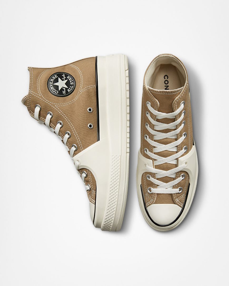 Dámské Boty Vysoké Converse Chuck Taylor All Star Construct Hnědožlutý Černé | CZ EYSZ82